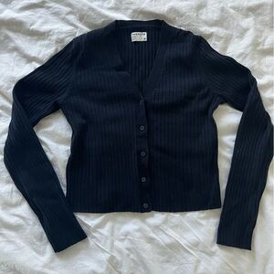 Frank & Oak navy v-neck Ribbed Cardigan